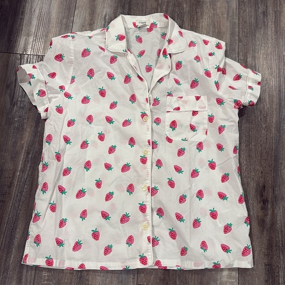 J. Crew Strawberry Pajama Set Size Medium - Picture 3 of 6